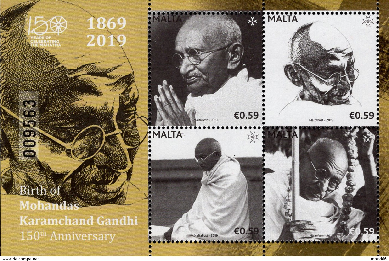 Malta - 2019 - Birth Of Mahatma Gandhi - 150th Anniversary - Mint Souvenir Sheet - Malta