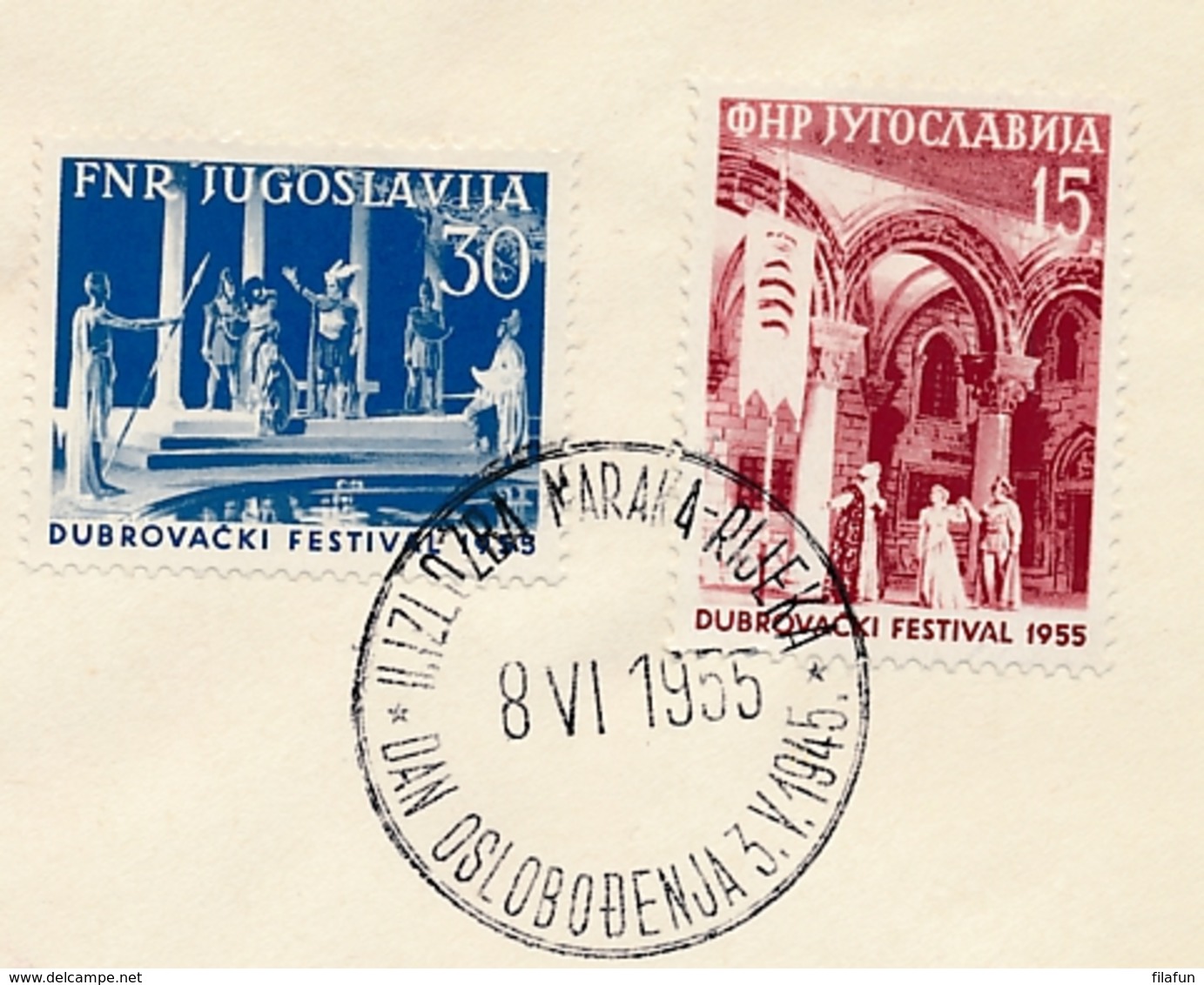 Jugoslavija - 1955 - Dubrovacki Festival Set On Special Cover - Storia Postale