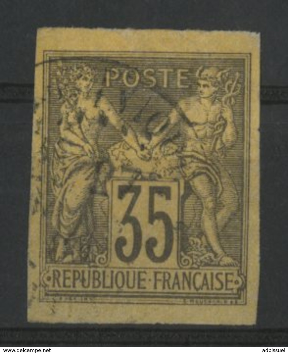 N° 49 Cote 40 € COLONIES GENERALES 35ct Violet-noir Sur Jaune Type Sage. Oblitéré. - Sage