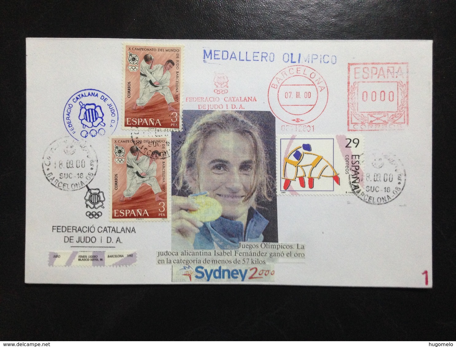 Spain, Uncirculated Cover, "Judo Spanish Federation", "Judo", Isabel Hernandez, "Sydney 2000", 2000 - Briefe U. Dokumente