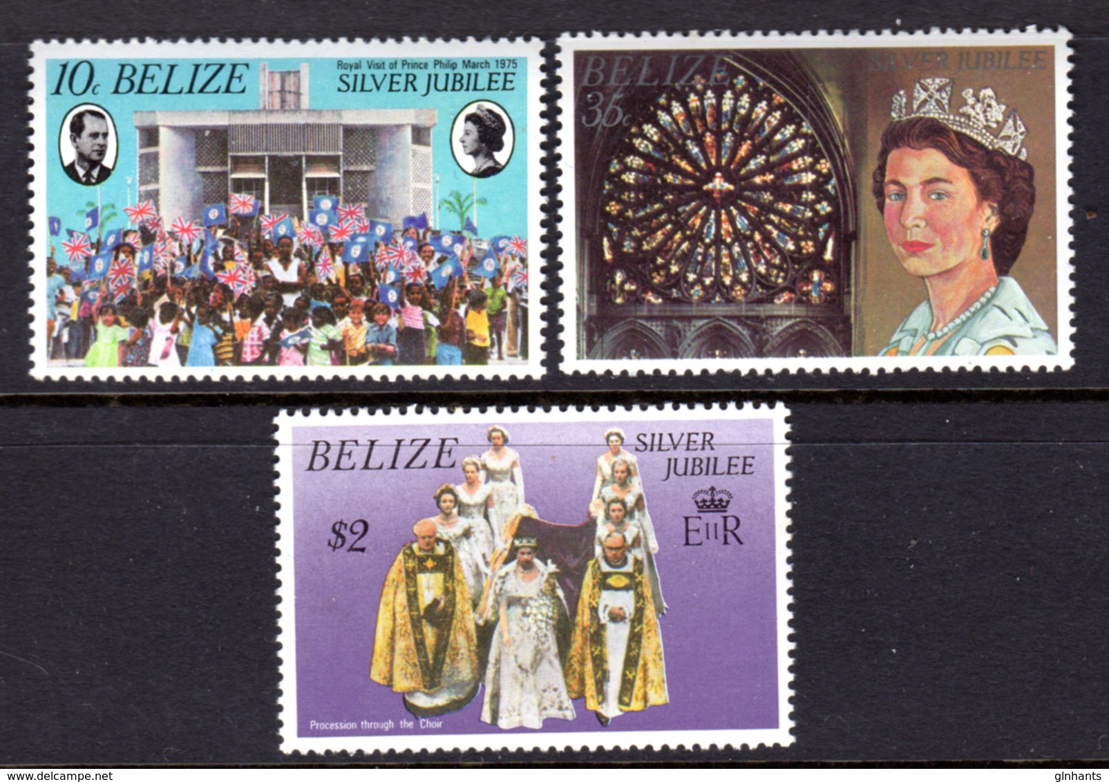 BELIZE - 1977 SILVER JUBILEE SET (3V) FINE MNH ** SG 449-451 - Belize (1973-...)