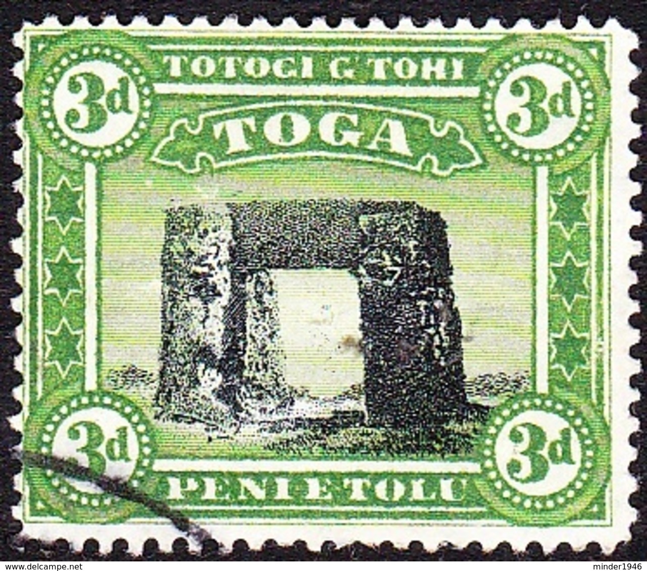 TONGA 1897 3d Black & Yellow-Green SG44a Used - Tonga (...-1970)