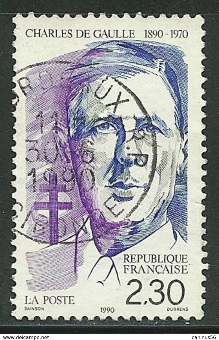 1990 Yt 2634 (o) Charles De Gaulle 1890-1970 - Oblitérés