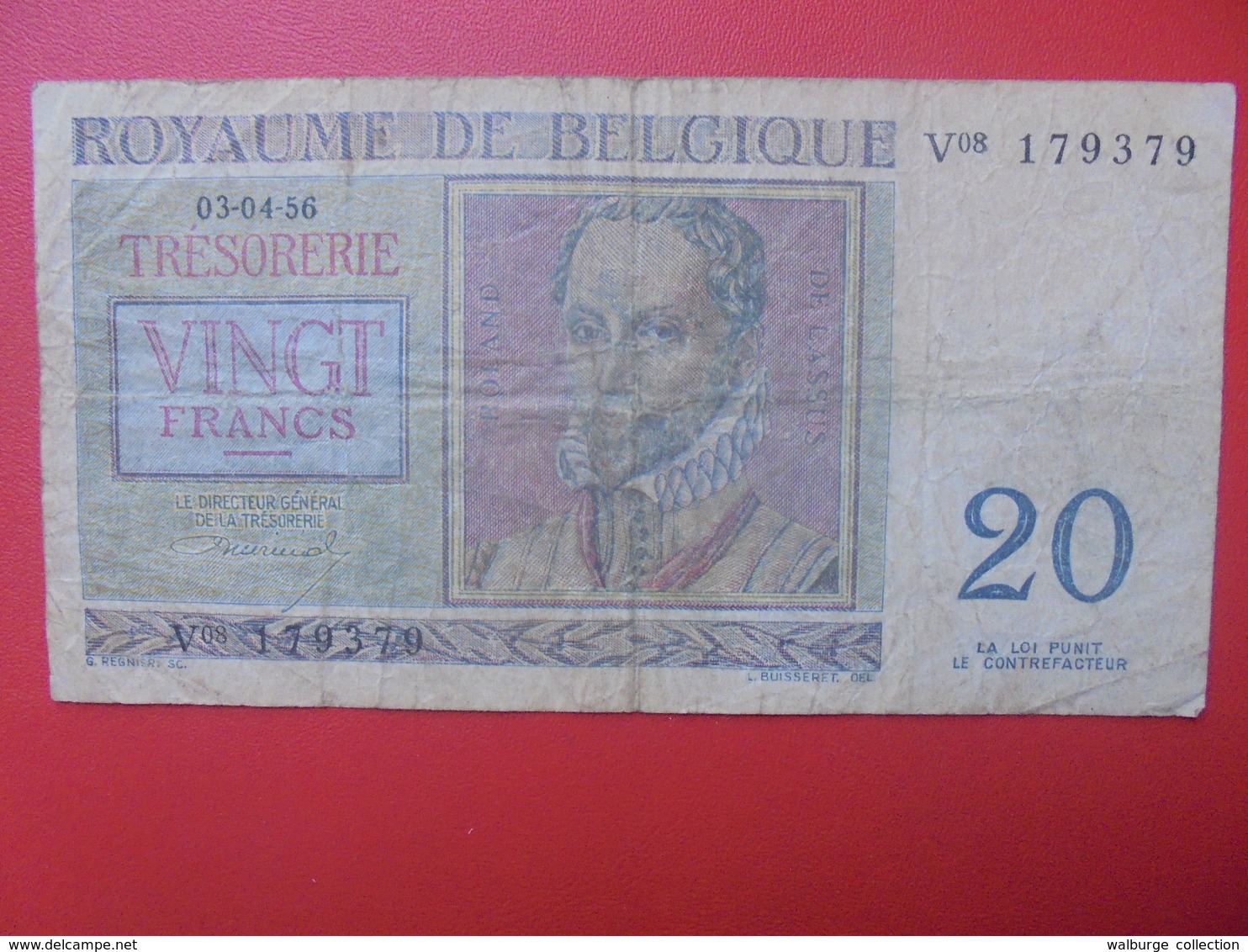 BELGIQUE 20 FRANCS 1956 CIRCULER (B.6) - 20 Franchi