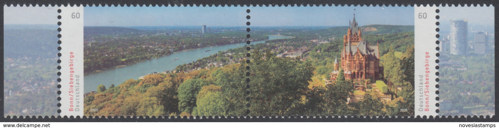 !a! GERMANY 2020 Mi. 3510-3511 MNH Horiz.se-tenant PAIR W/ Right & Left Margins (a) - Bonn/Siebengebirge - Neufs