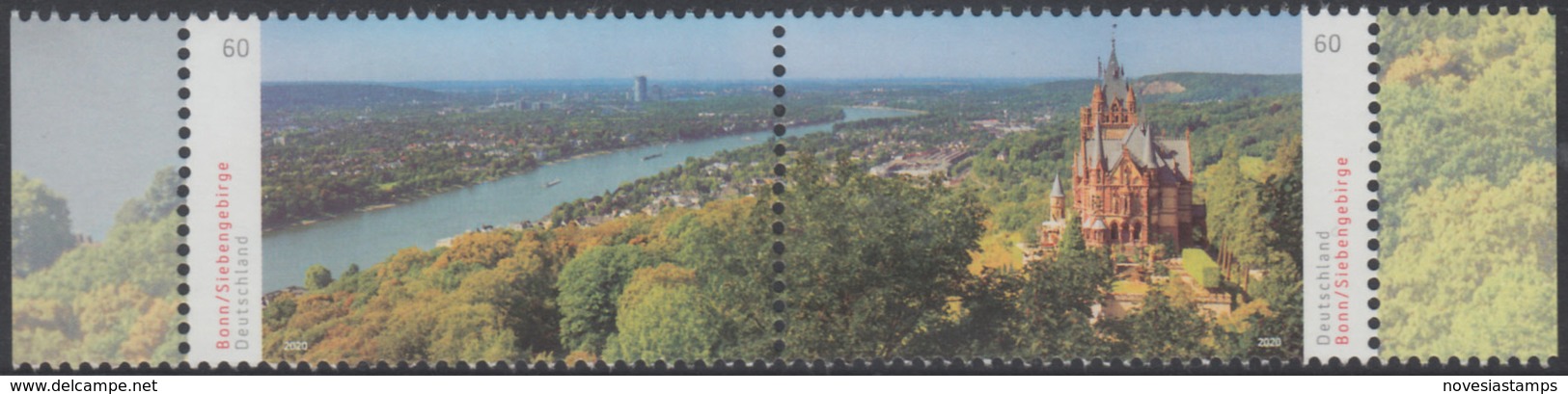 !a! GERMANY 2020 Mi. 3510-3511 MNH Horiz.se-tenant PAIR W/ Right & Left Margins (c) - Bonn/Siebengebirge - Ungebraucht