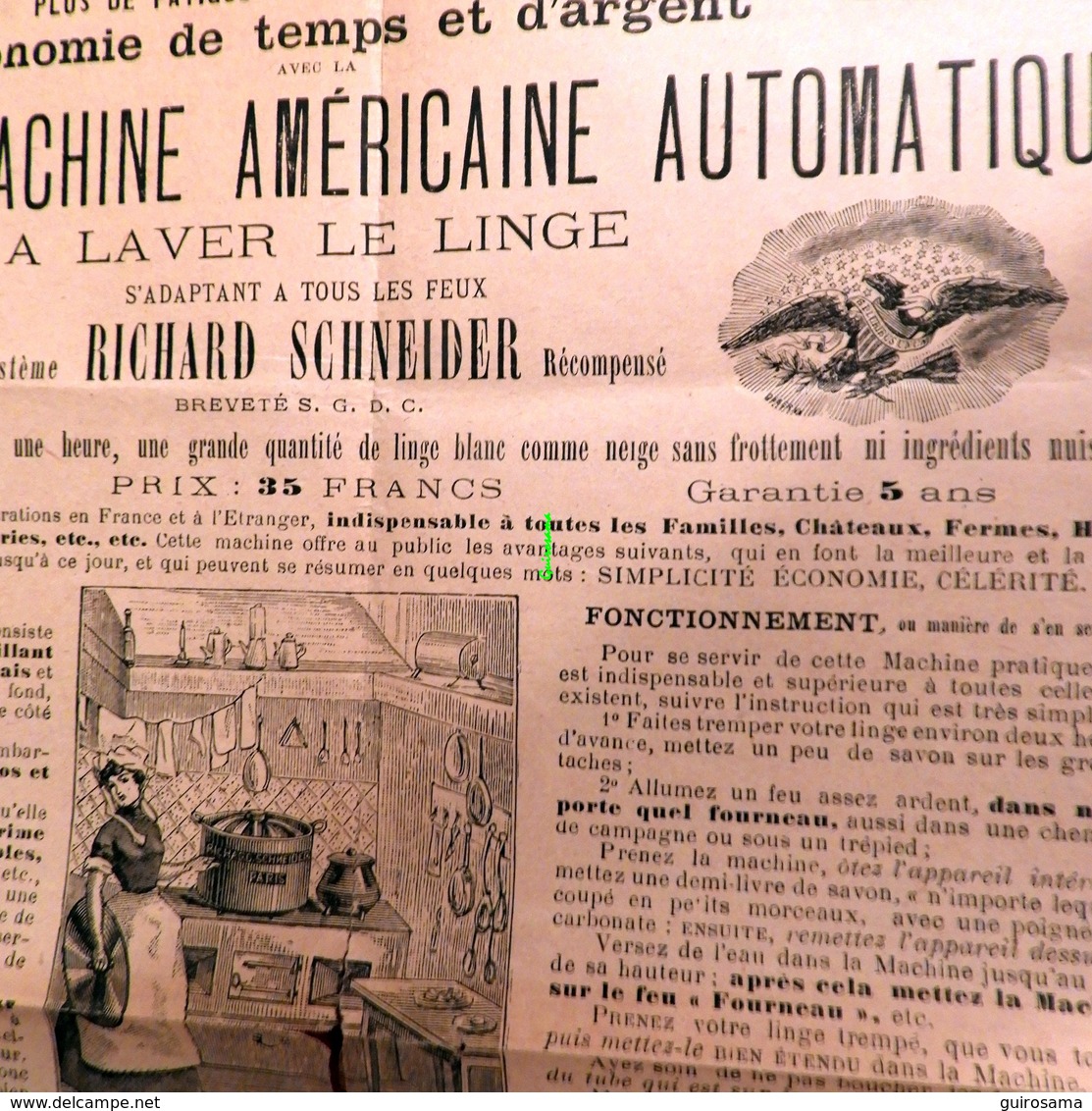 Nouvelle Machine Américaine Automatique à Laver Le Linge Richard Schneider - Exposition Universelle - Circa 1889 - Kleding & Textiel