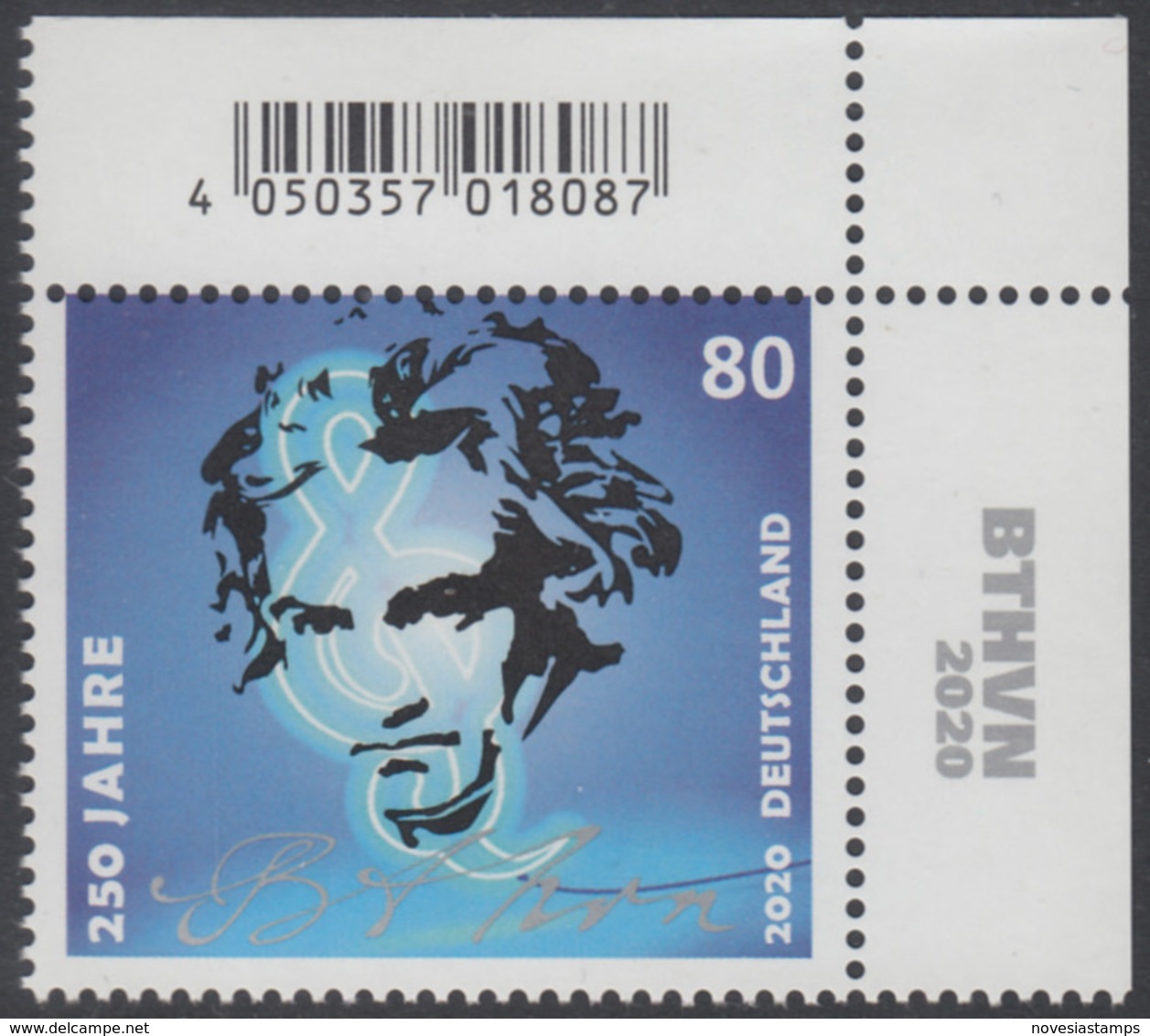 !a! GERMANY 2020 Mi. 3513 MNH SINGLE From Upper Right Corner - Ludwig Van Beethoven - Unused Stamps