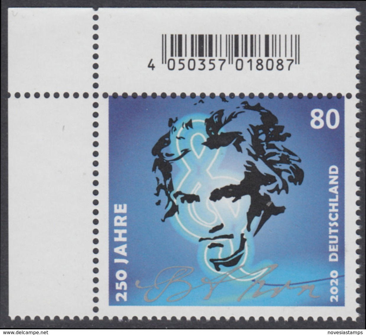 !a! GERMANY 2020 Mi. 3513 MNH SINGLE From Upper Left Corner - Ludwig Van Beethoven - Ungebraucht