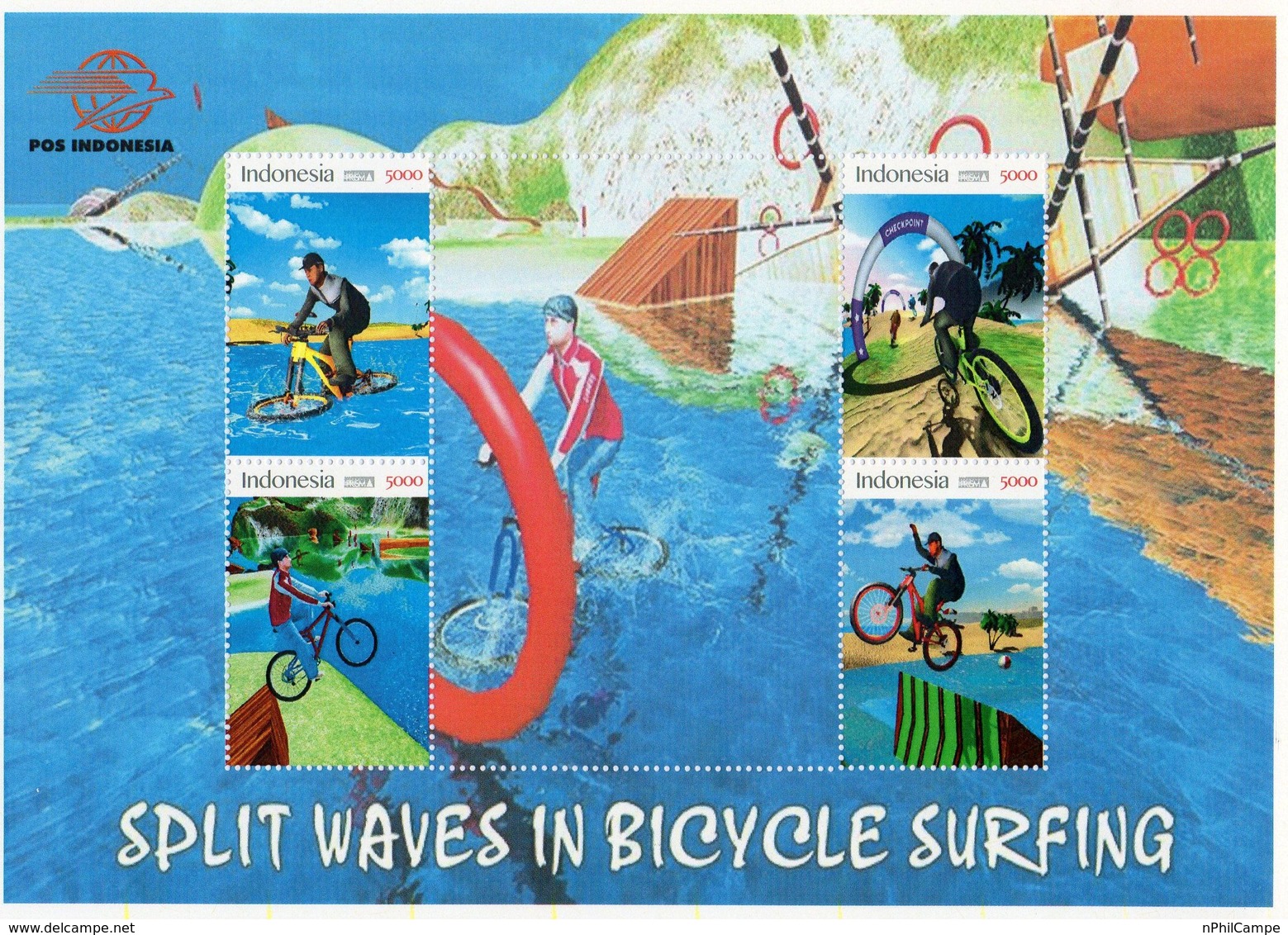 Indonesia 2020 Bicycle Surfing-MS - Official Personalized Stamp.MNH - Indonesien