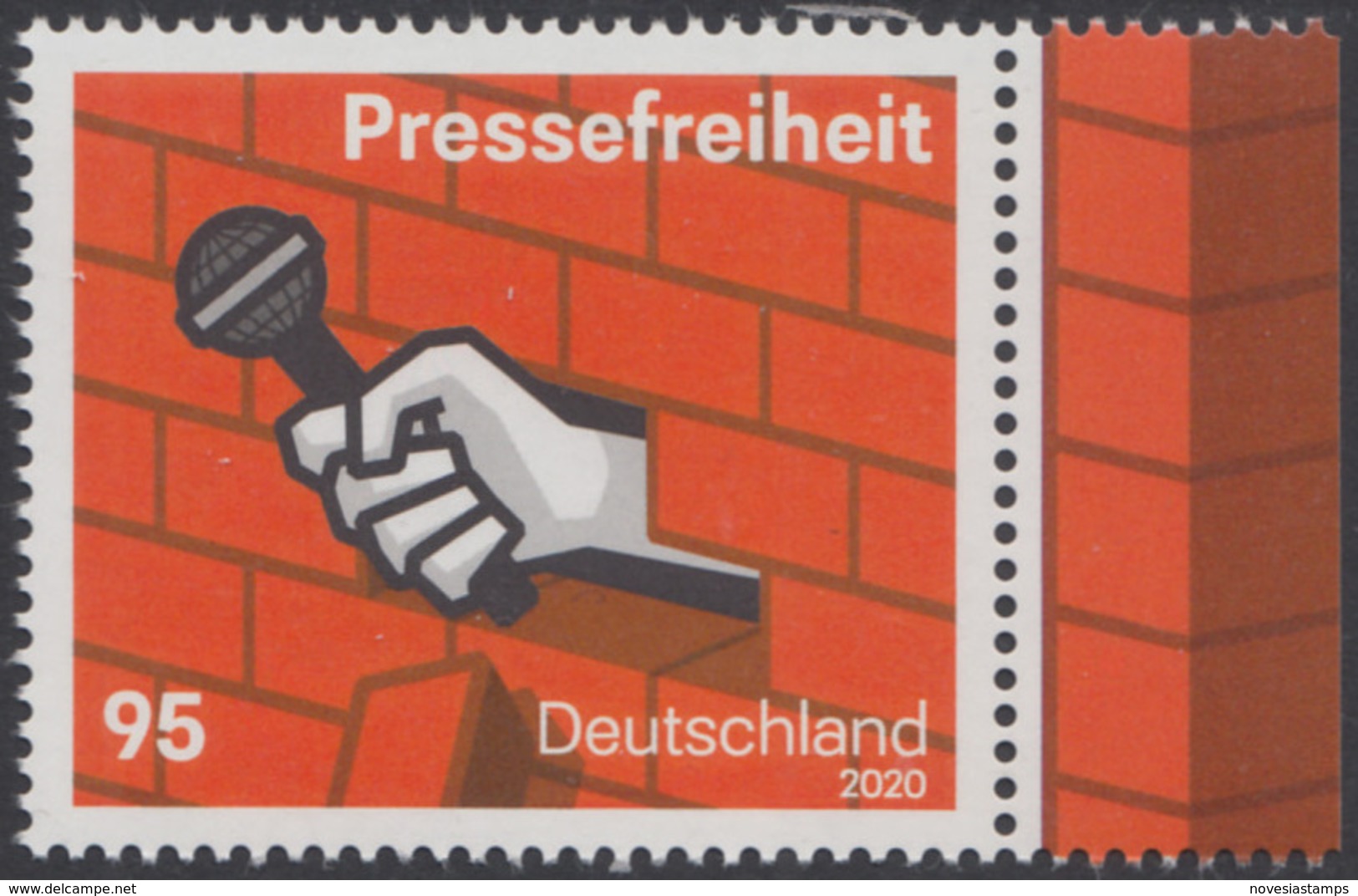 !a! GERMANY 2020 Mi. 3515 MNH SINGLE W/ Right Margin - Freedom Of Press - Unused Stamps