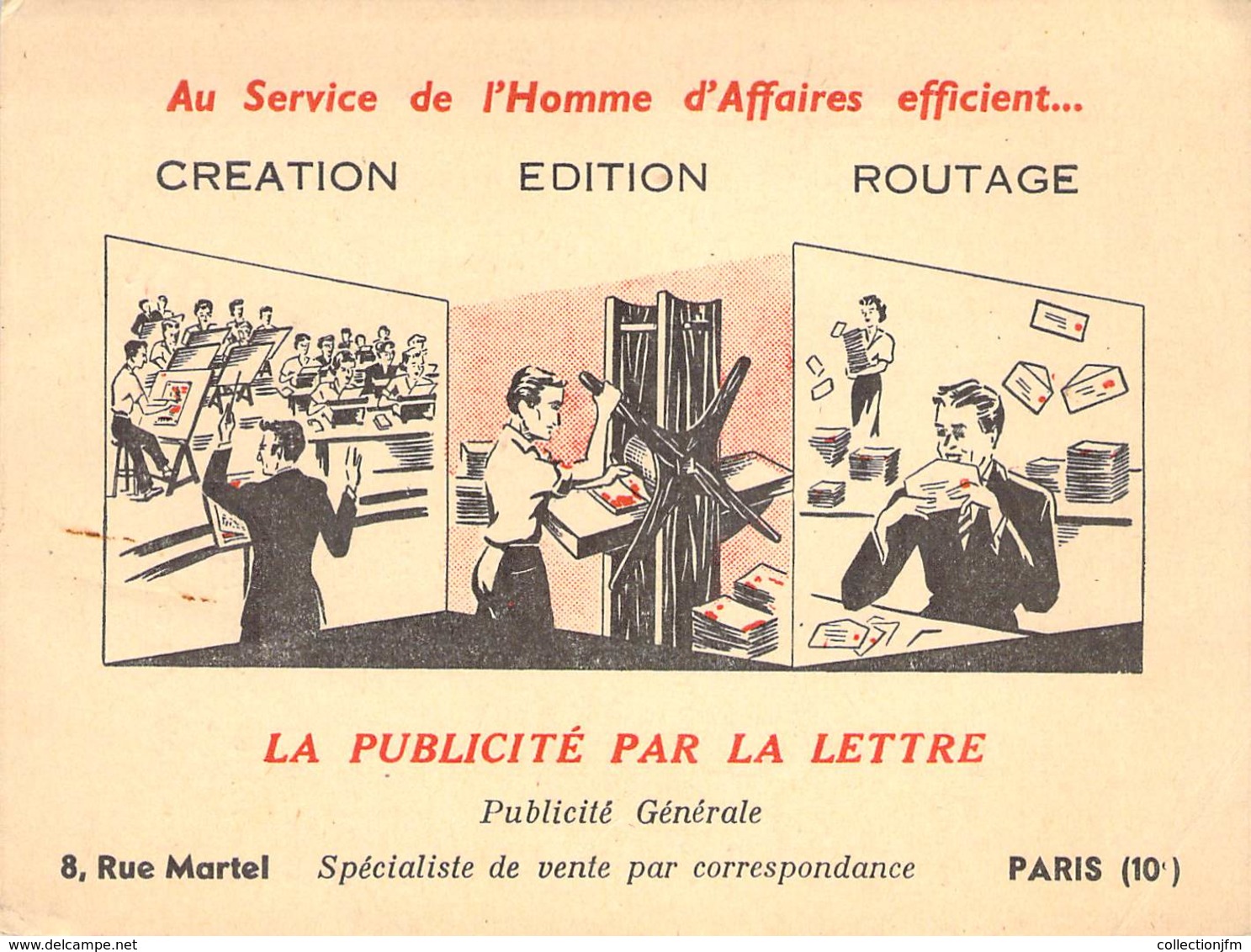 CPA / CARTE DE VISITE FRANCE 75010 "Paris, Rue Martel, Publicité Par La Lettre, Spécialiste De Vente Par Correspondance" - Arrondissement: 10