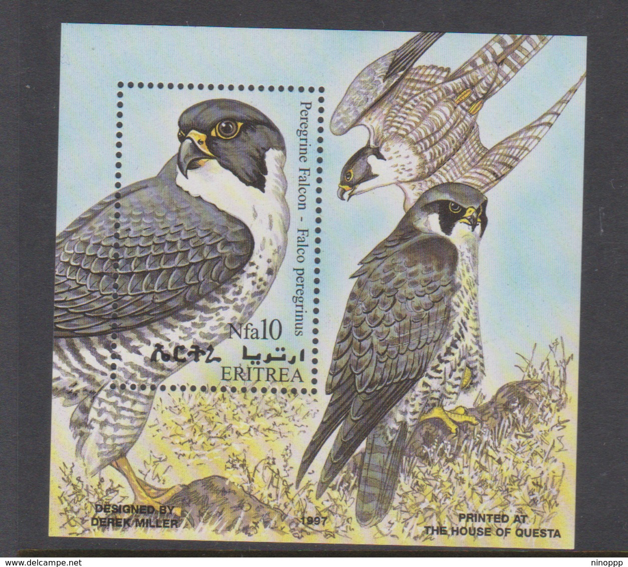 Eritrea Scott 306 1998 Birds Peregrin Falcon,souvenir Sheet,mint Never Hinged - Aigles & Rapaces Diurnes