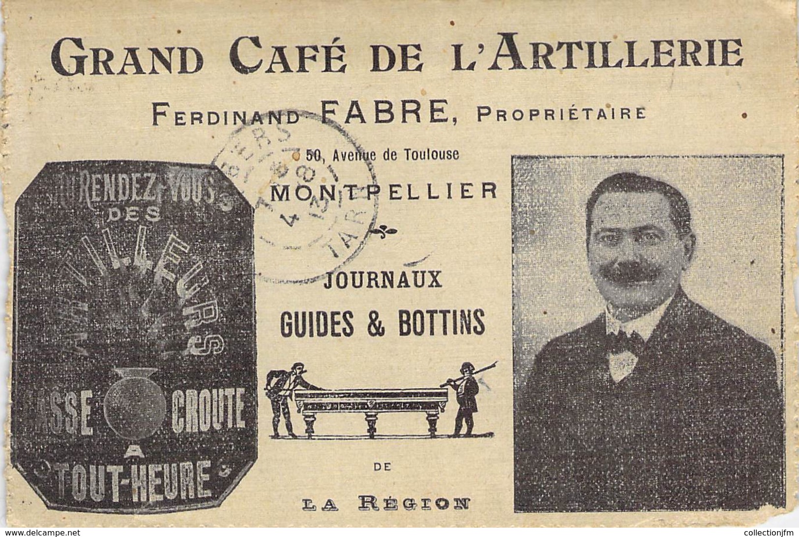 CPA / CARTE DE VISITE FRANCE 34 "Montpellier, Grand Café De L'Artillerie, Avenue De Toulouse, F.FABRE" - Montpellier