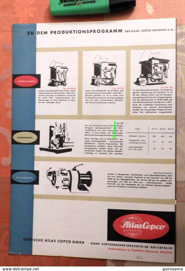 Atlas Copco : Compressoren - Compresseurs - 1956 - Trasporti