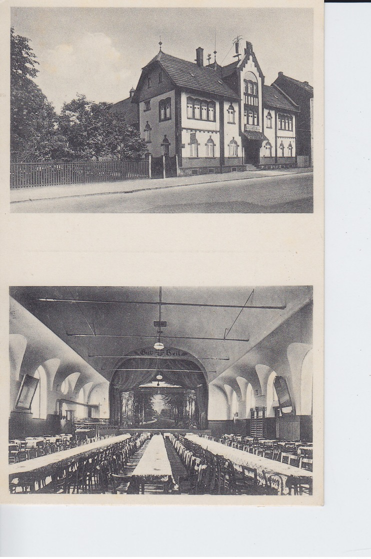 Ak Bieber, Offenbach, Restauration, Turnhalle Turnverein 1861, 2-Bildkarte - Offenbach