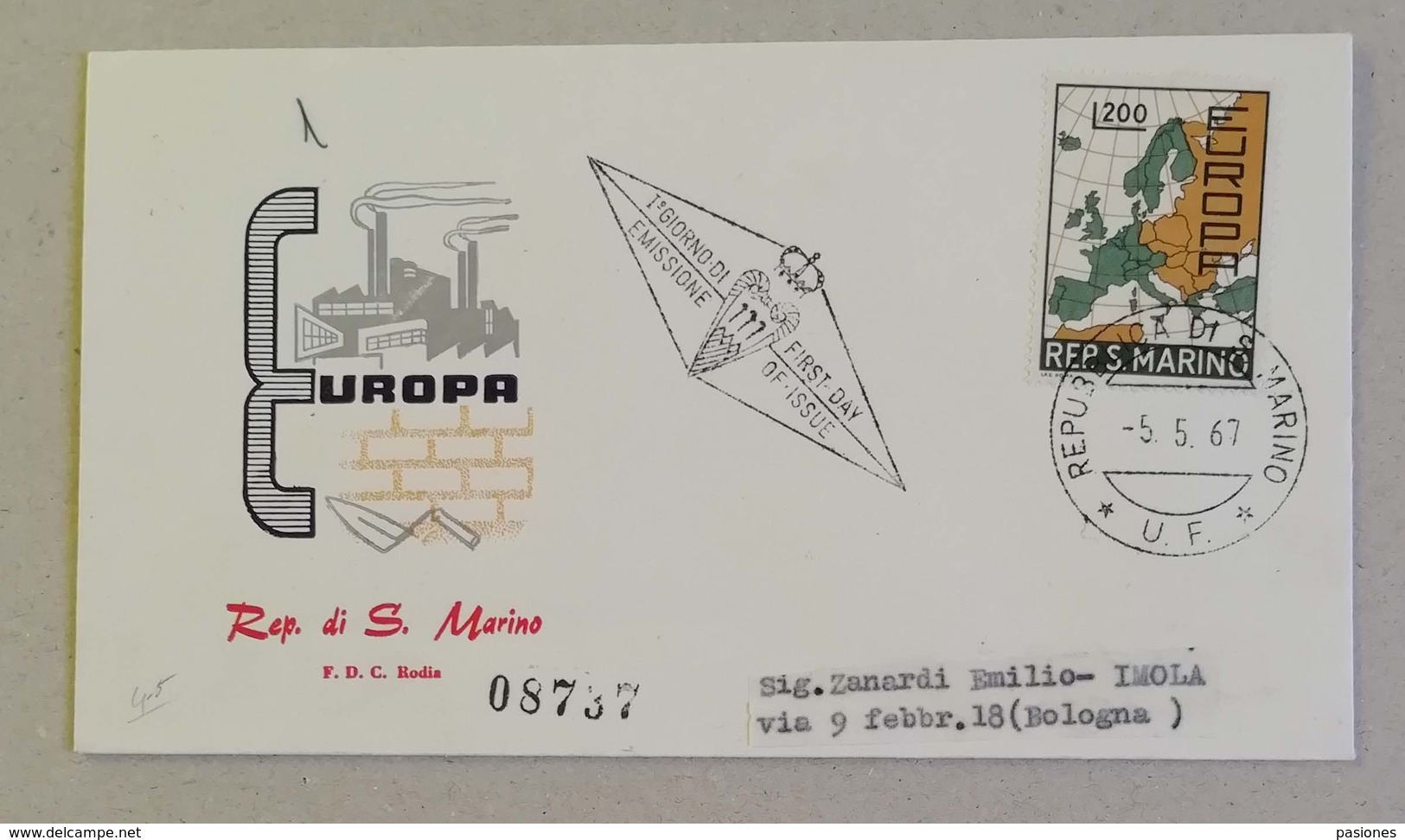 FDC L.200 Europa Per Imola - 05/05/1967 - FDC