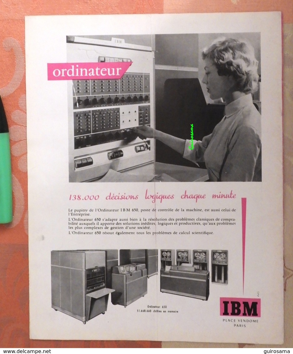 Lot De 2 Publicités IBM Ordinateur à Bande Magnétique - IBM 650-750 - Années 60 - Autres & Non Classés