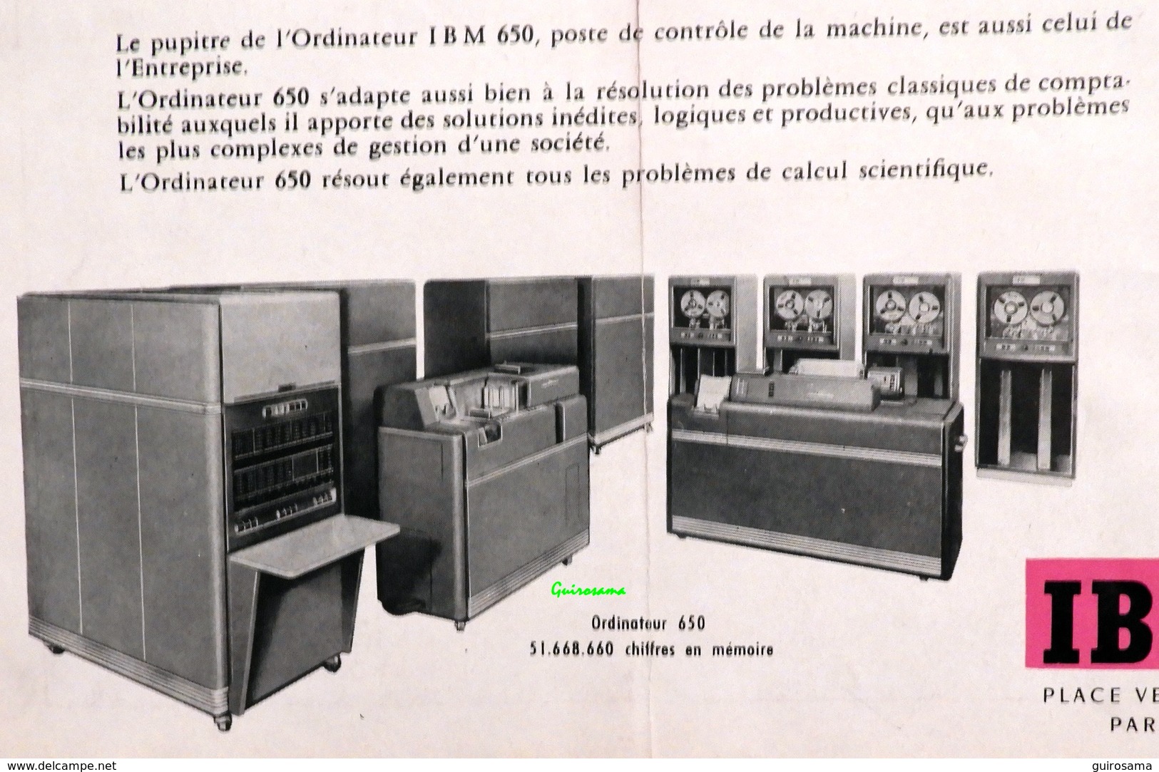 Lot De 2 Publicités IBM Ordinateur à Bande Magnétique - IBM 650-750 - Années 60 - Autres & Non Classés