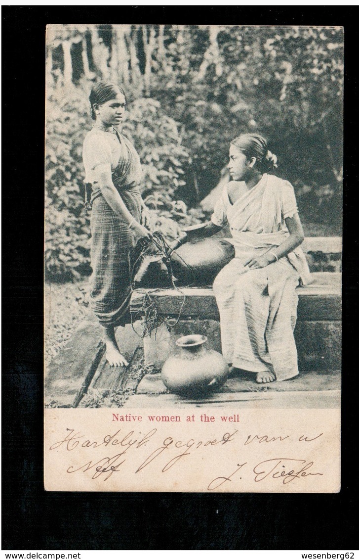 CEYLON  Native Women At The Well  1904 Old Postcard - Sri Lanka (Ceylon)