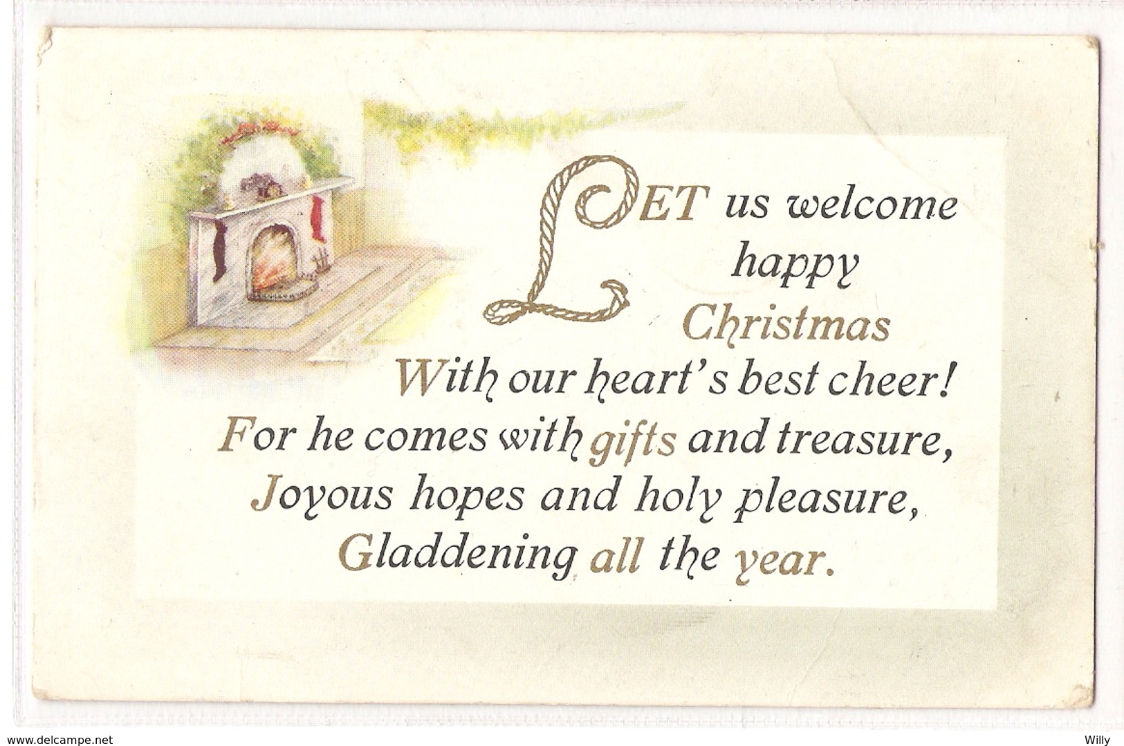 P 517,  OLD  FANTASY POSTCARD  , GREETINGS , PENSEE , Let Us Welcome Happy - Other & Unclassified