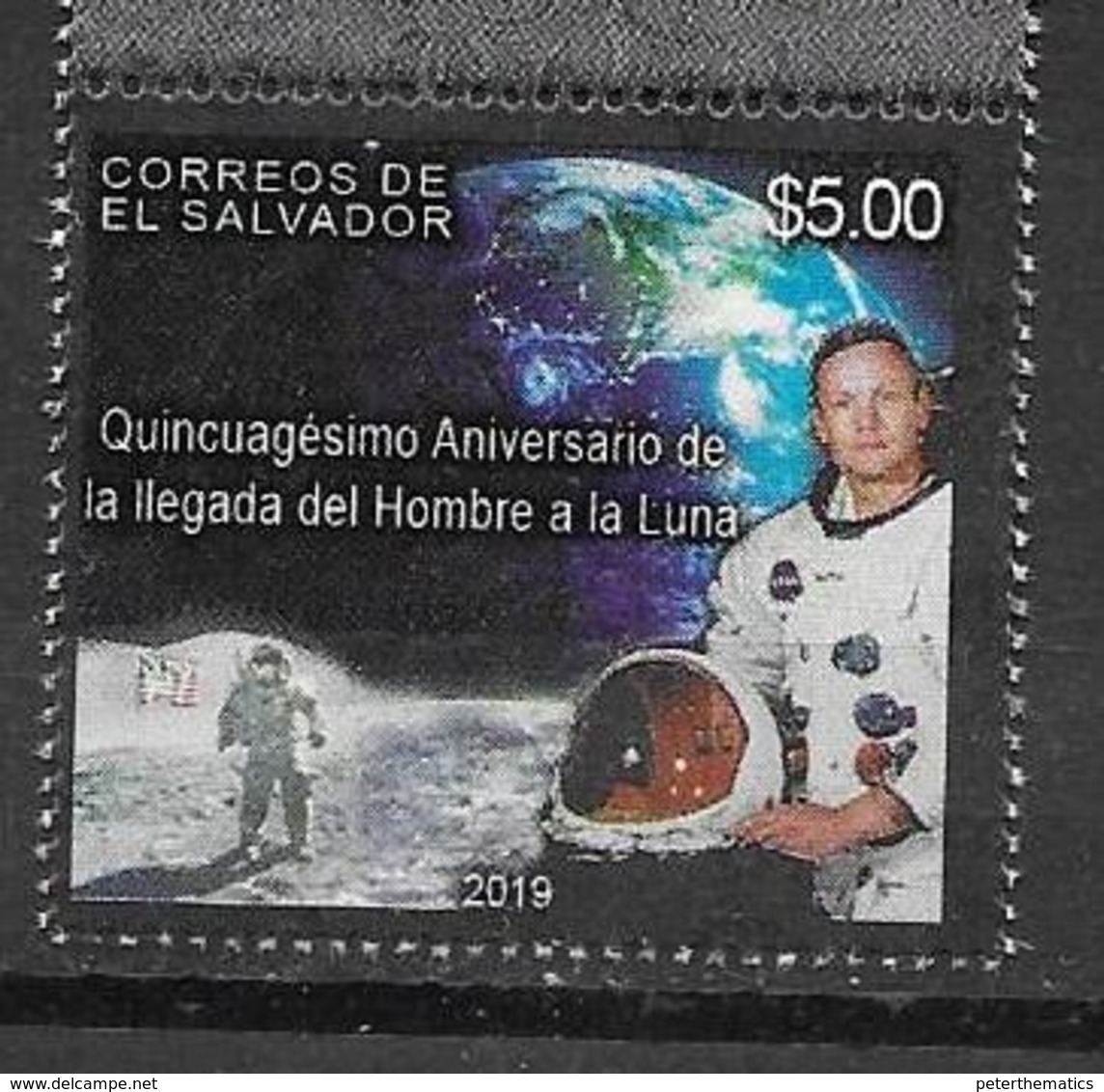 EL SALVADOR, 2019, MNH, SPACE, MOON LANDING, 1v - South America