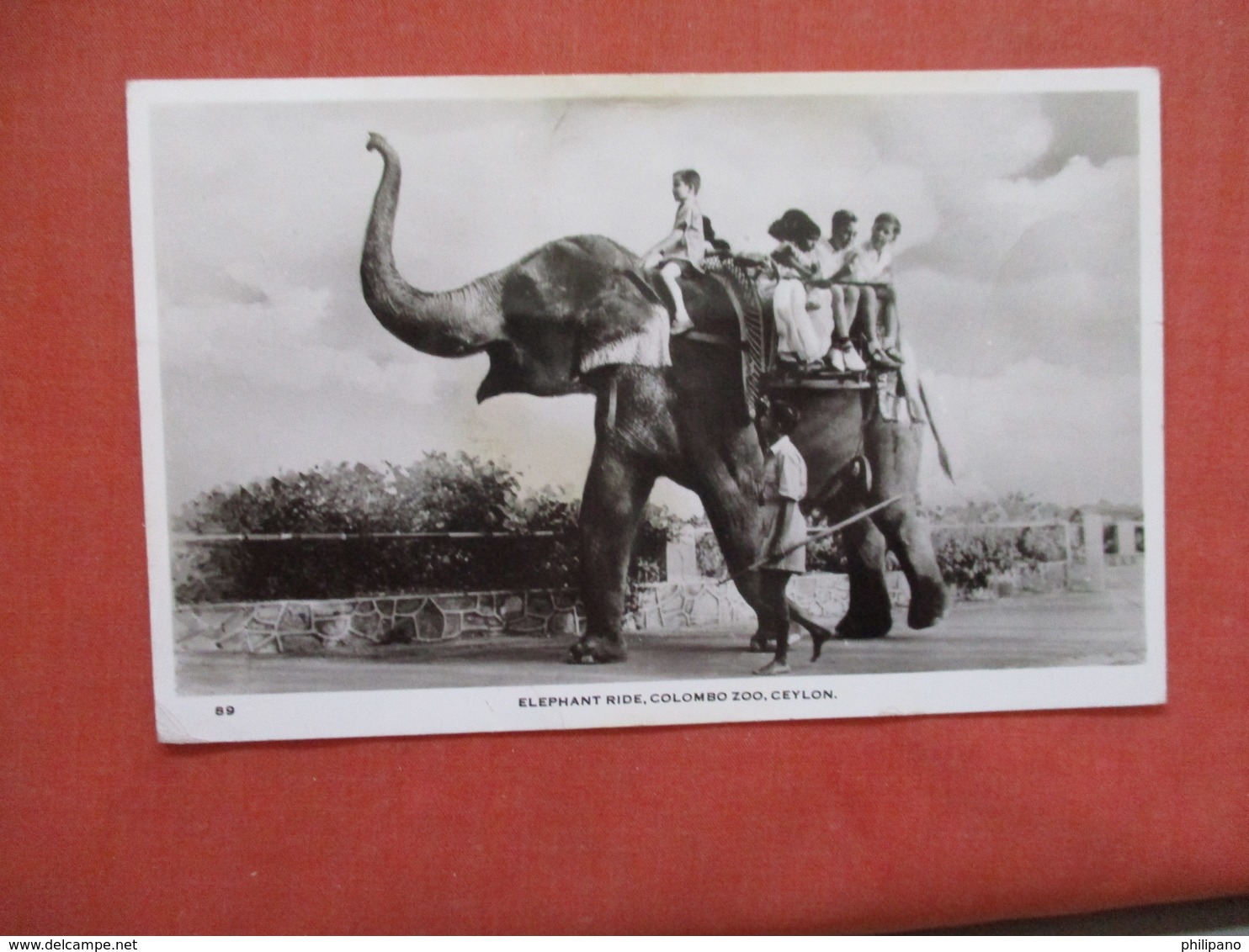 > Elephant Ride Colombo Zoo Ceylon  Has 2 Stamps & Crease   Ref 3846 - Elephants