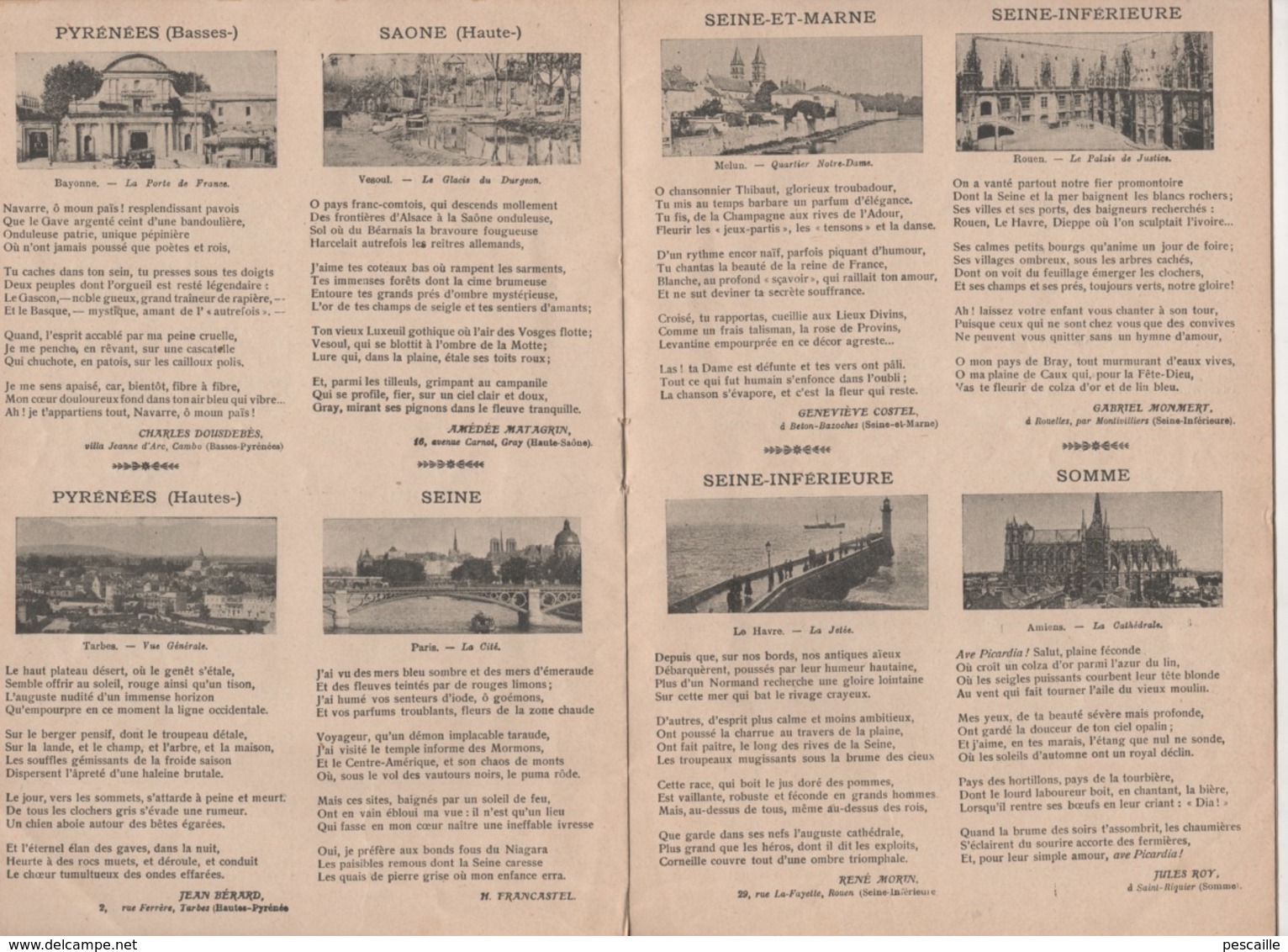 1907 GRAND CONCOURS LITTERAIRE LES POETES DE CLOCHERS  LAUREATS DES DEPARTEMENTS DE FRANCE + COCHINCHINE CANADA BELGIQUE