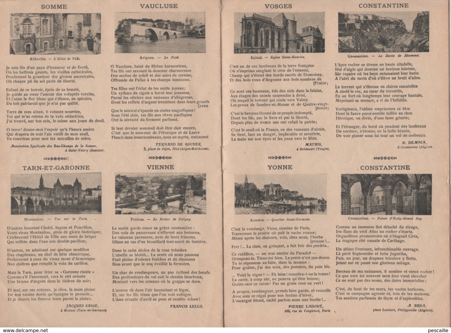 1907 GRAND CONCOURS LITTERAIRE LES POETES DE CLOCHERS  LAUREATS DES DEPARTEMENTS DE FRANCE + COCHINCHINE CANADA BELGIQUE