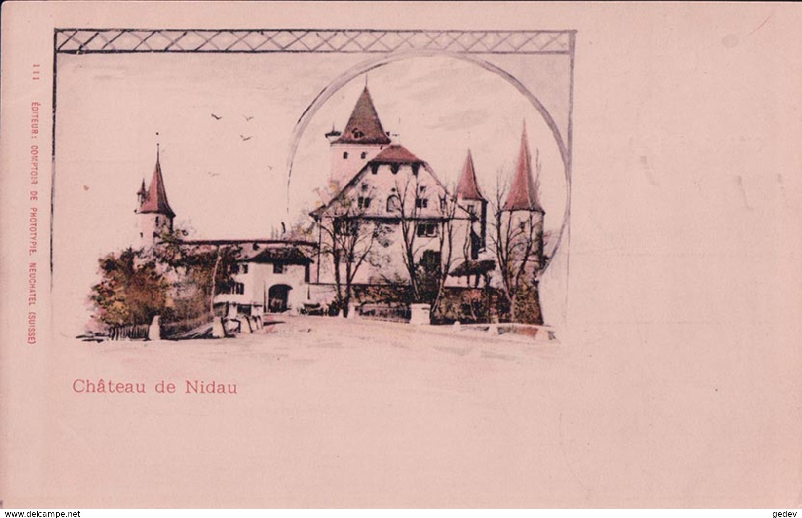 Bienne Nidau, Le Château, Litho (111) - Nidau