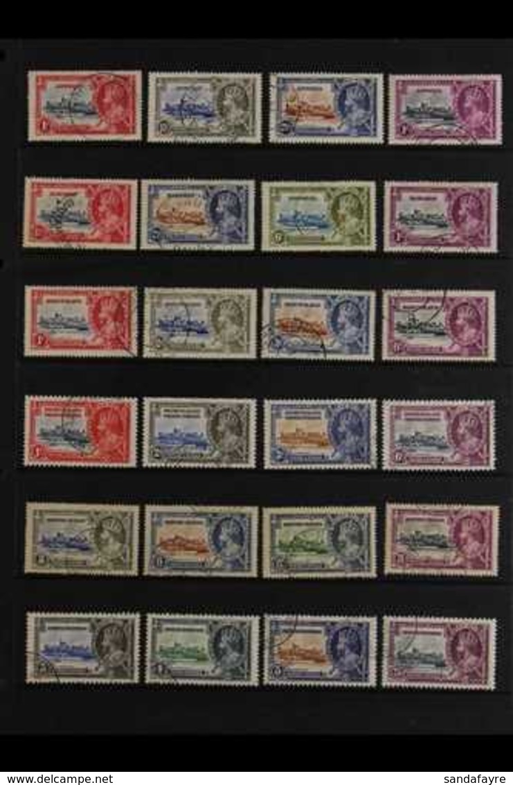 1935 SILVER JUBILEE USED Collection Of 23 Complete Sets On Hagner Leaves Incl. Antigua, Bahamas Bechuanaland, British Gu - Altri & Non Classificati