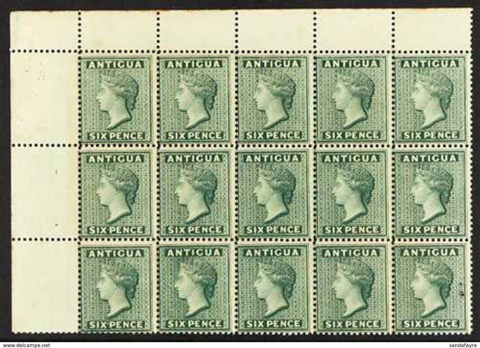 1884-86 6d Deep Green, SG 29, Never Hinged Mint BLOCK OF FIFTEEN From The Top-left Corner, Some Light Gum Toning But A S - Altri & Non Classificati