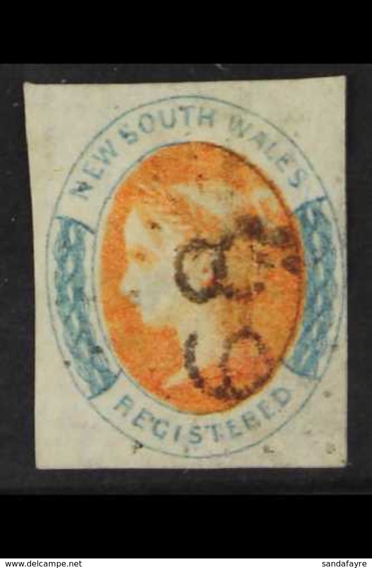 NEW SOUTH WALES 1859 Registered 6d Orange And Prussian Blue, With Double Lined Watermark "N", SG 106, Fine With Four Cle - Other & Unclassified