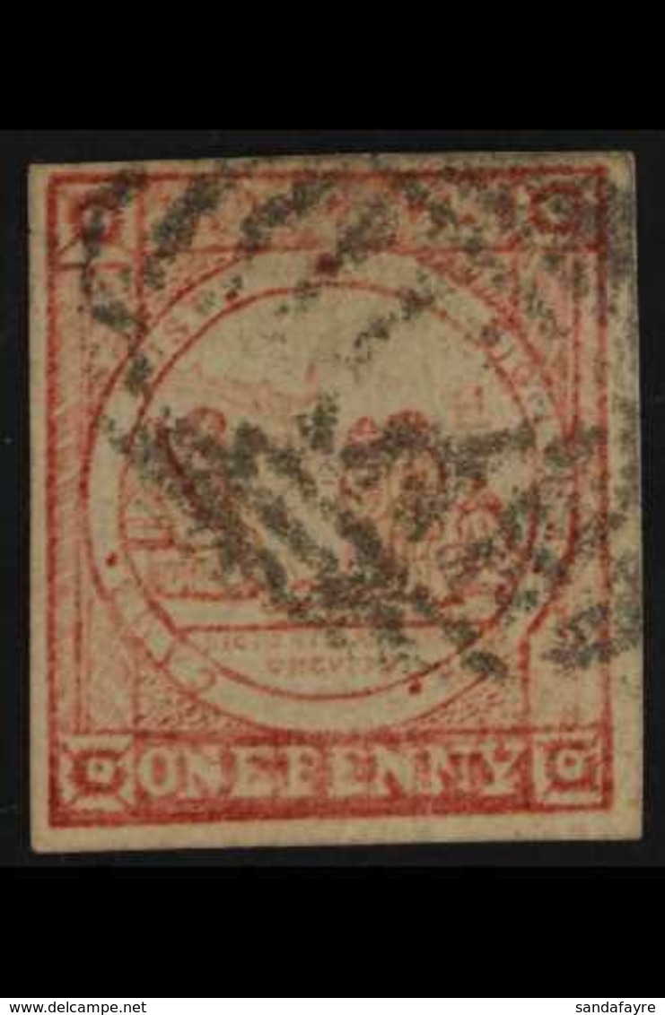 NEW SOUTH WALES 1850 1d Reddish Rose Sydney View Plate I, SG 3, Used, 4 Good To Large Margins, Small Crease Not Detracti - Other & Unclassified