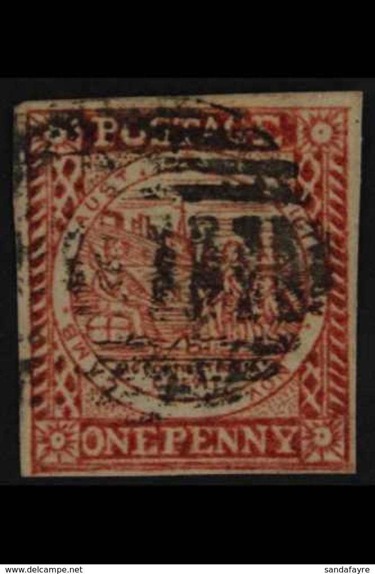 NEW SOUTH WALES 1850 1d Dull Carmine Sydney View Plate II, SG 11, Fine Used, 4 Good To Large Margins, Fresh. RPSL Photo- - Other & Unclassified
