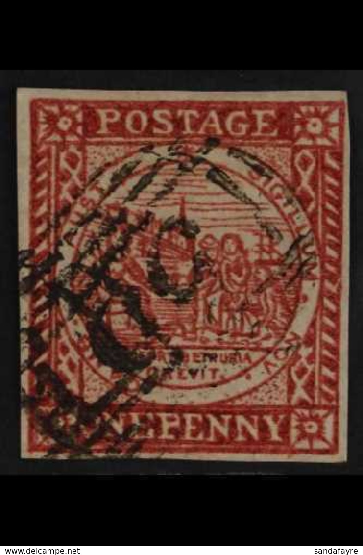 NEW SOUTH WALES 1850 1d Brownish Red Sydney View Plate II, SG 12, Very Fine Used, 4 Good Margins, Very Fresh. For More I - Other & Unclassified