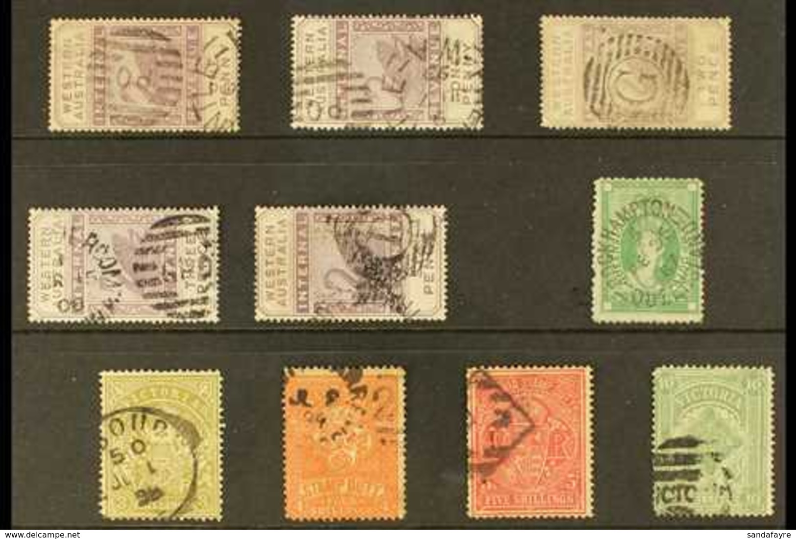POSTAL FISCALS With Postally Used QUEENSLAND Stamp Duty 1s Green (SG F18); VICTORIA Stamp Duty 3s, 4s, 5s And 10s; WESTE - Sonstige & Ohne Zuordnung