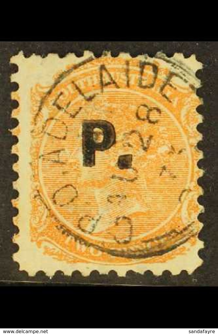 SOUTH AUSTRALIA DEPARTMENTALS "P." (Police)  1870 2d Orange Red, Perf 10, SG 160, Ovptd "S.M.", Very Fine Used. For More - Sonstige & Ohne Zuordnung