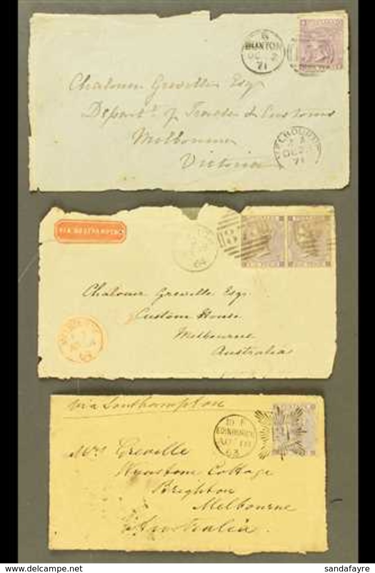 VICTORIA INWARD MAIL. 1863, 1864 & 1871 Cover Fronts With Some Faults, Sent From GB To Melbourne Bearing Various 6d Valu - Andere & Zonder Classificatie