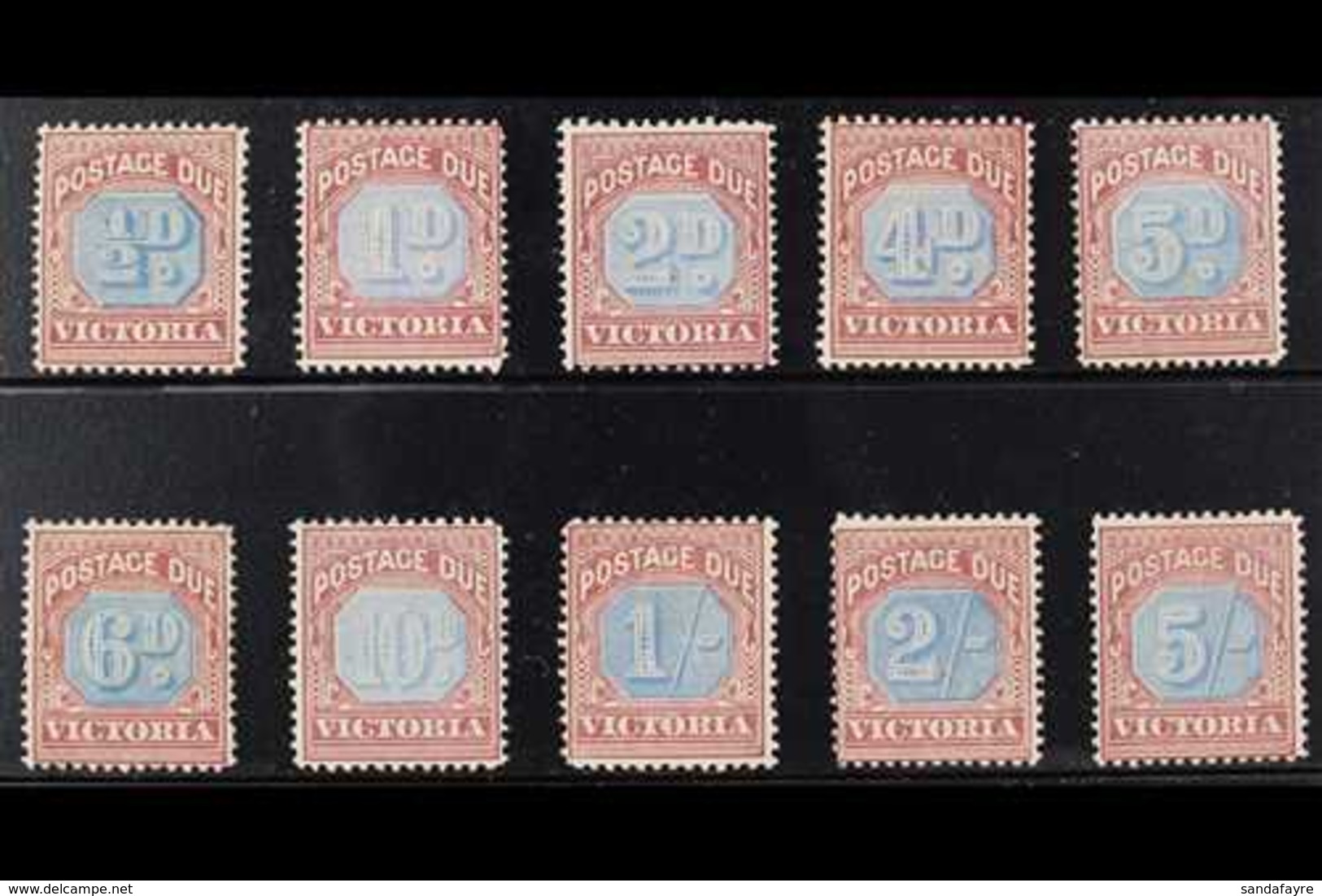 VICTORIA POSTAGE DUE 1890-94 Complete Set, SG D1/10, Fine Mint. Fresh And Attractive. (10 Stamps) For More Images, Pleas - Andere & Zonder Classificatie