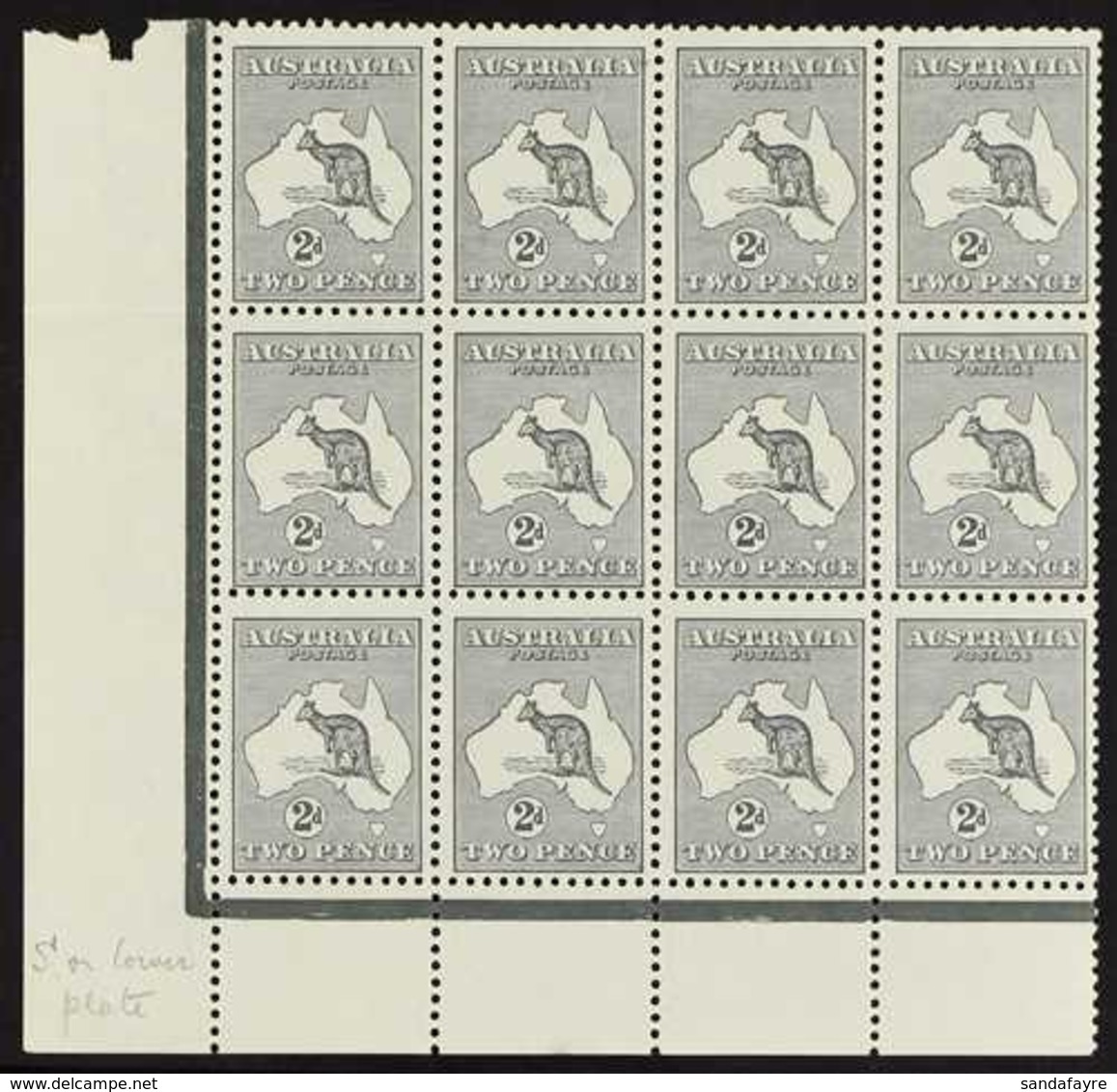 1915-28 2d Grey, 'Roo, SG 35, Never Hinged Mint CORNER BLOCK OF TWELVE From The Lower-left Position. Scarce Multiple, Ex - Other & Unclassified