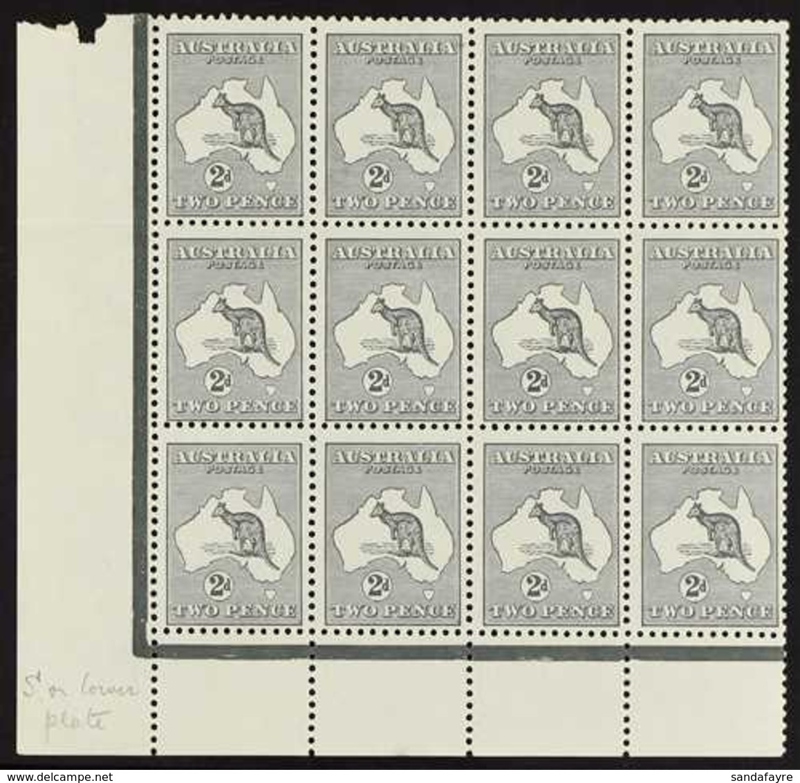 1915-28 2d Grey, 'Roo, SG 35, Never Hinged Mint CORNER BLOCK OF TWELVE From The Lower-left Position. Scarce Multiple, Ex - Andere & Zonder Classificatie