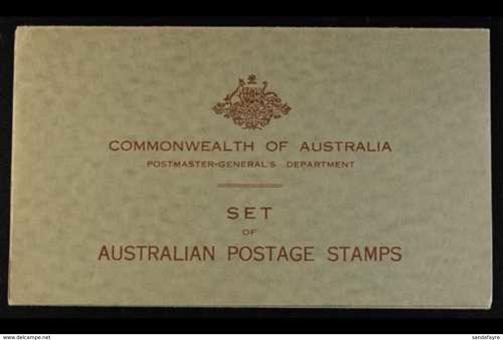 1934 PRESENTATION PACK A Grey Green Folder Inscribed "Commonwealth Of Australia / Postmaster-General's Department / Set  - Andere & Zonder Classificatie