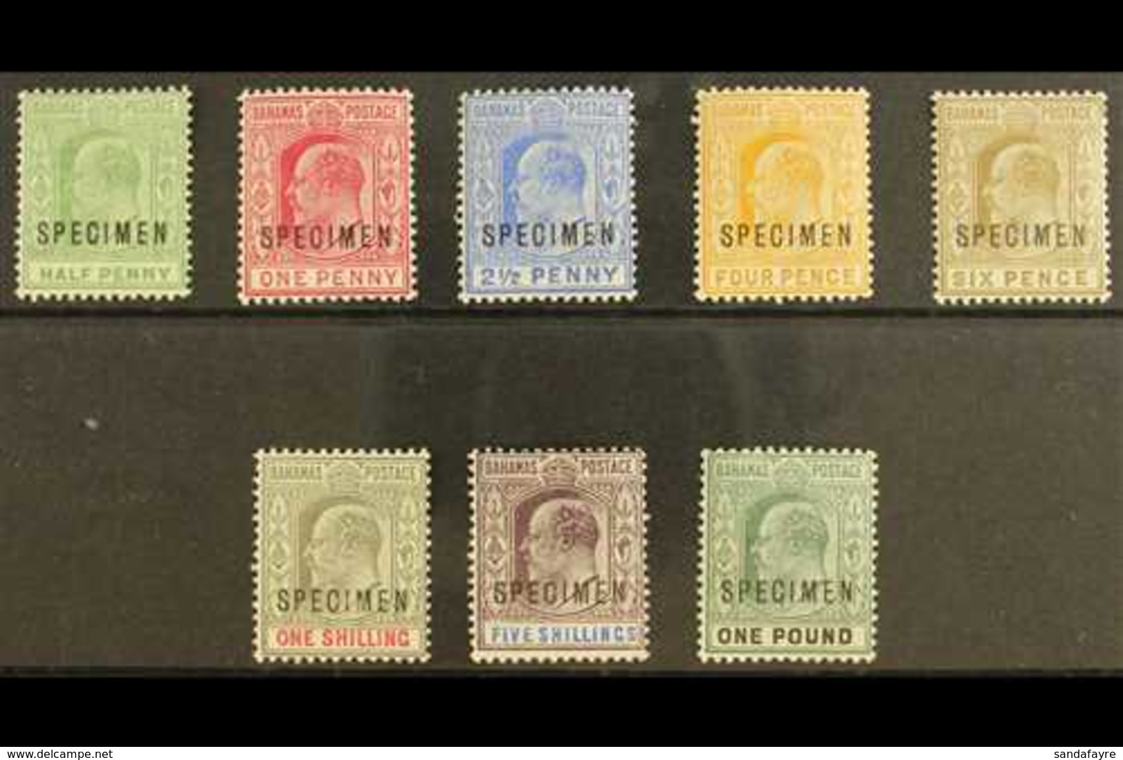 1902-06 Ed VII Set To £1 Plus 1906 ½d Green, Overprinted "Specimen", SG 62s-70s, 71s, Very Fine And Fresh Mint. (8 Stamp - Andere & Zonder Classificatie