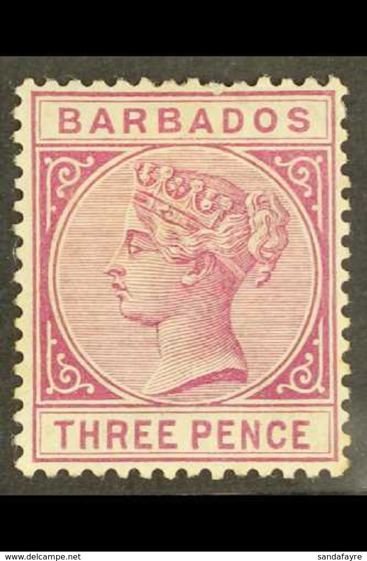 1882-86 3d Deep Purple, SG 95, Mint, Few Nibbled Perfs. For More Images, Please Visit Http://www.sandafayre.com/itemdeta - Barbados (...-1966)