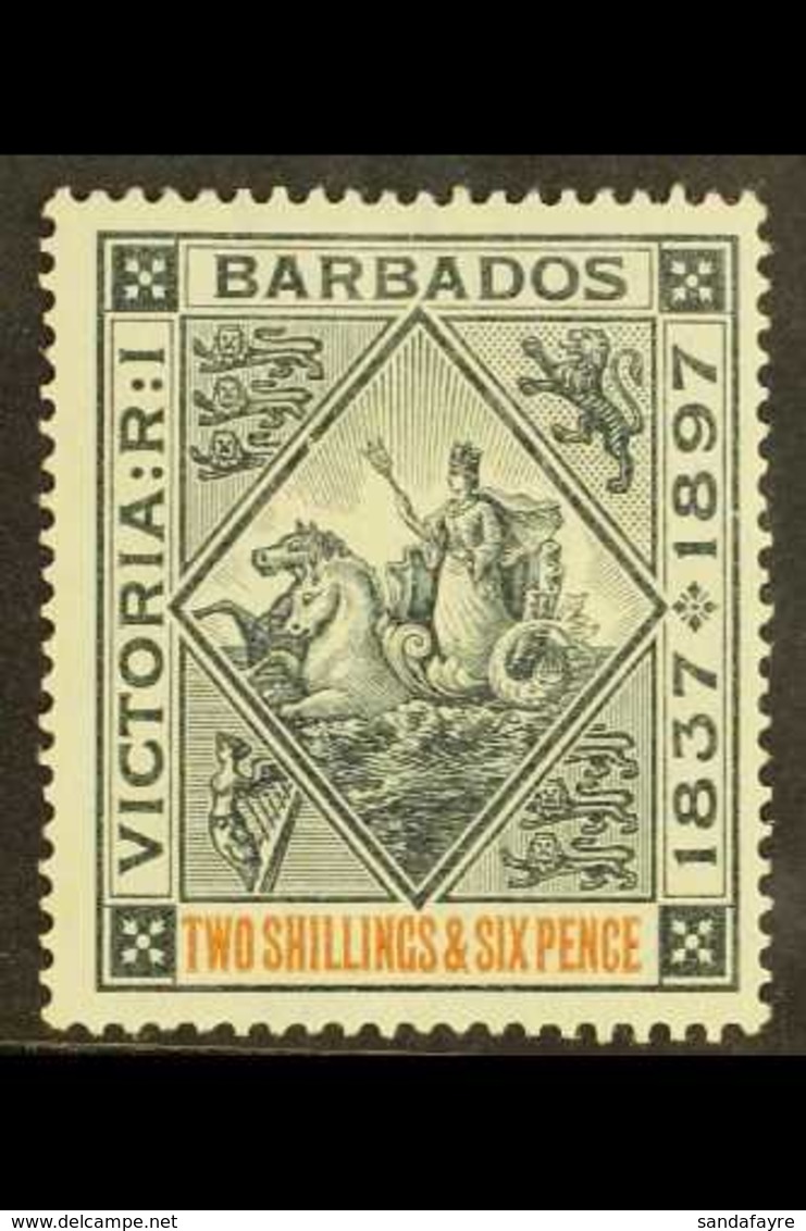 1897 2s6d Blue Black & Orange, SG 124, Mint For More Images, Please Visit Http://www.sandafayre.com/itemdetails.aspx?s=5 - Barbados (...-1966)