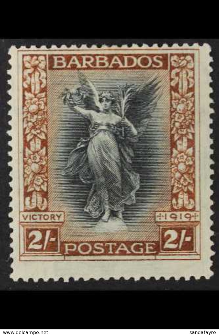 1920-21 2s Black & Brown Victory WATERMARK CROWN TO LEFT OF CA Variety, SG 210w, Fine Mint, Fresh. For More Images, Plea - Barbades (...-1966)