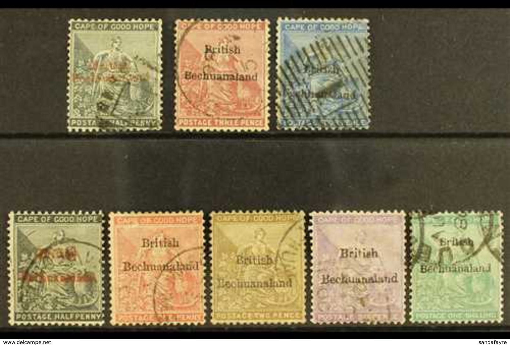 1885-87 "British Bechuanaland" Overprints On Stamps Of Cape Of Good Hope Complete Set, SG 1/8, Fine Used. (8 Stamps)  Fo - Sonstige & Ohne Zuordnung