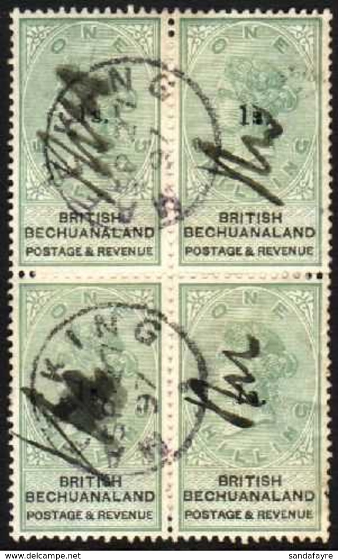 1888 1s On 1s Green & Black, BLOCK OF FOUR, SG 28, Used (still With Some Backing Paper) With Neat "MAFEKING SP 27 97" C. - Other & Unclassified