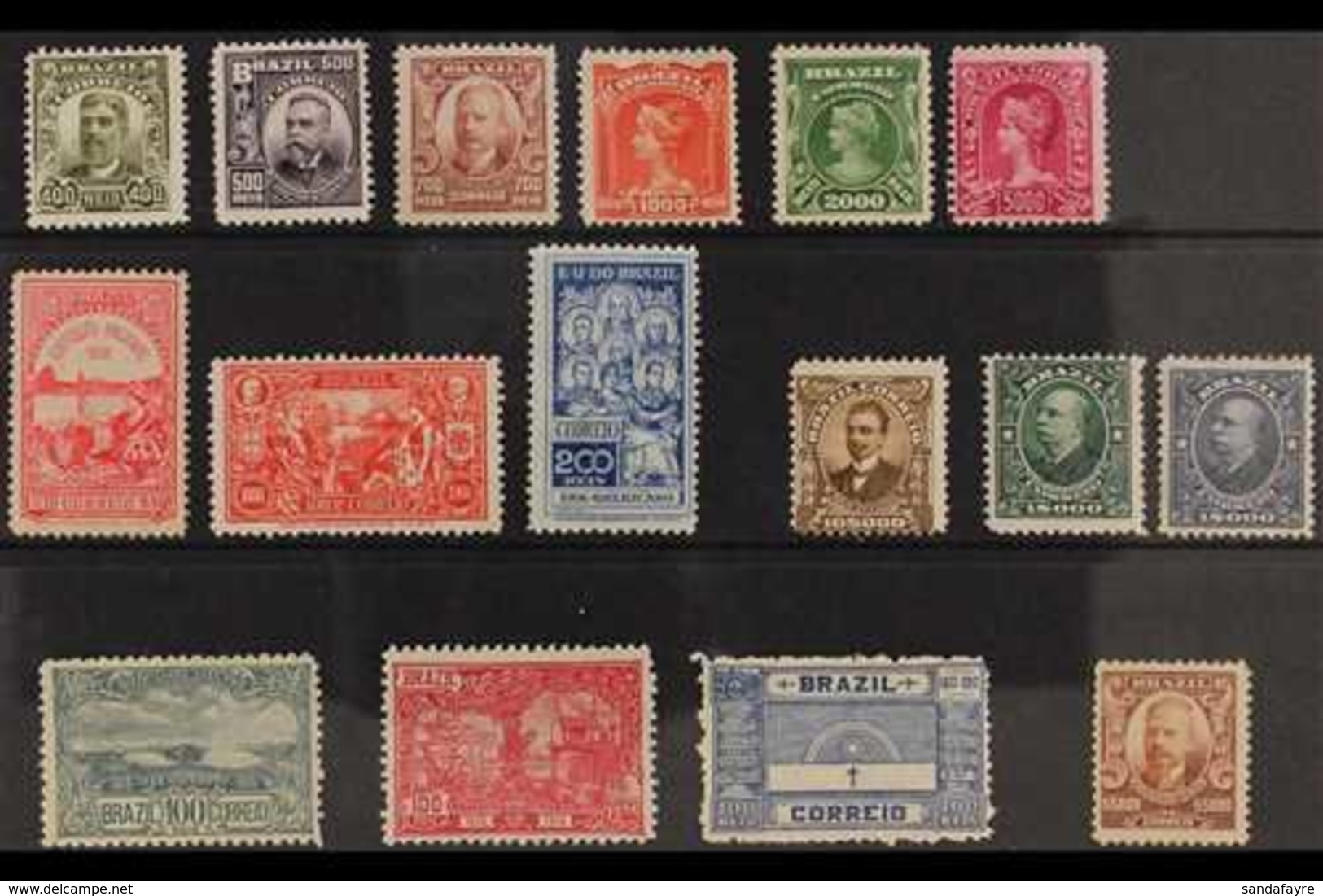 1906-1917 ALL DIFFERENT SMALL MINT COLLECTION Presented On A Stock Card & Includes 1906-16 400r, 500r, 700r, 100r, 2000r - Sonstige & Ohne Zuordnung
